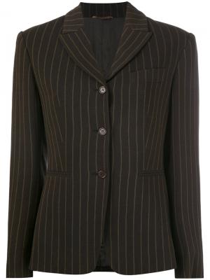Пиджак в тонкую полоску Romeo Gigli Pre-Owned. Цвет: коричневый