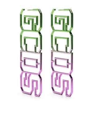 Серьги-подвески с логотипом Gcds. Цвет: зеленый