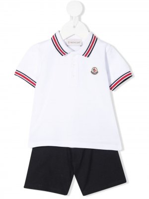 Комплект из футболки и шортов с логотипом Moncler Enfant. Цвет: белый