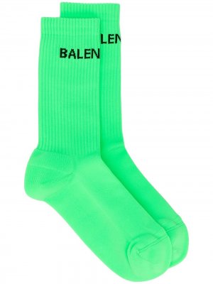 Носки в рубчик с логотипом Balenciaga. Цвет: зеленый