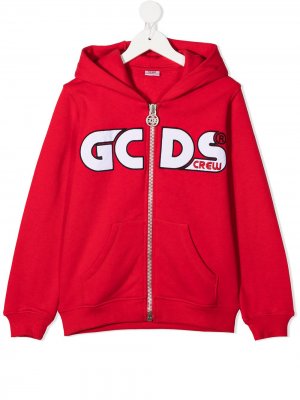 Худи на молнии с логотипом Gcds Kids. Цвет: красный