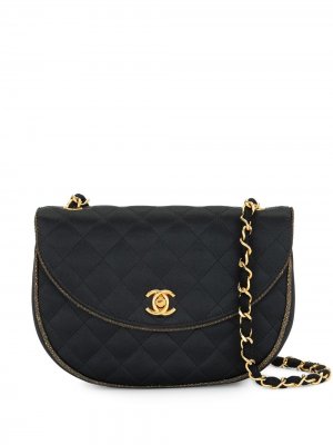 Стеганая сумка на плечо 1994-го года с ремнем-цепочкой Chanel Pre-Owned. Цвет: черный