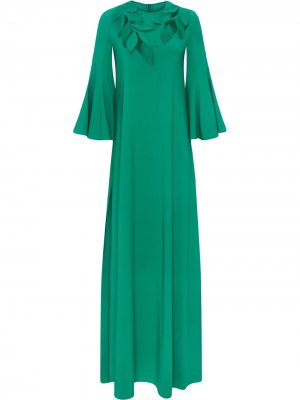 Длинное платье с вышивкой Oscar de la Renta. Цвет: зеленый