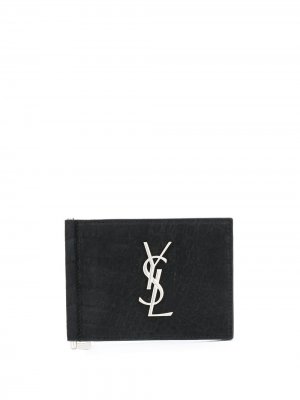 Бумажник с монограммой Saint Laurent. Цвет: черный