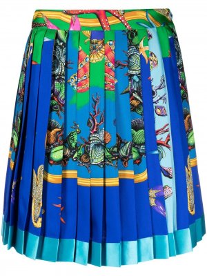 Плиссированная юбка мини с принтом Versace. Цвет: зеленый