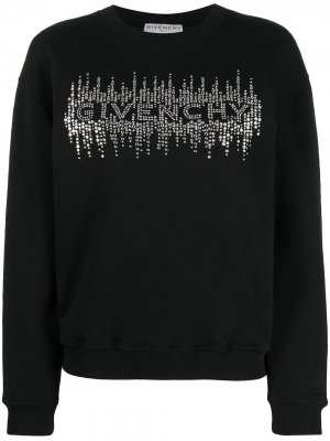 Толстовка с кристаллами и логотипом Givenchy. Цвет: черный