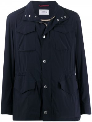 Легкое пальто на молнии Brunello Cucinelli. Цвет: синий