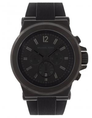 Oversize-часы с хронографом и силиконовым ремешком  MK8152 Dylan Michael Kors. Цвет: черный