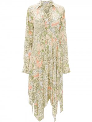 Платье асимметричного кроя с цветочным принтом JW Anderson. Цвет: серый