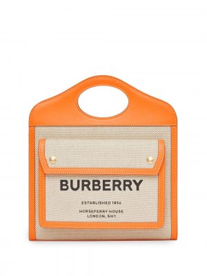 Двухцветная сумка с карманом Burberry. Цвет: нейтральные цвета