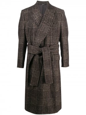 Пальто в клетку Dolce & Gabbana. Цвет: коричневый