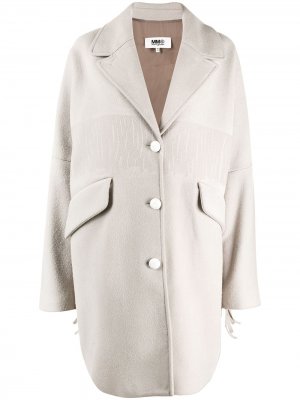 Однобортное пальто оверсайз MM6 Maison Margiela. Цвет: нейтральные цвета