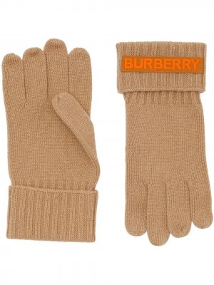 Кашемировые перчатки с логотипом Burberry. Цвет: нейтральные цвета