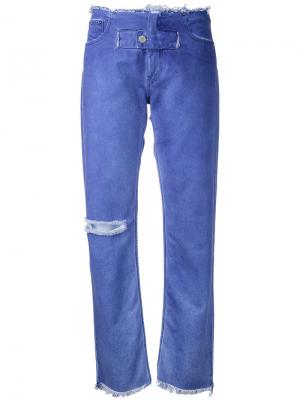 Зауженные джинсы с контрастной вставкой Alyx. Цвет: синий