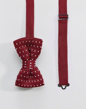Вязаный галстук-бабочка в горошек 7X. Цвет: красный