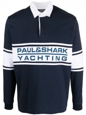 Рубашка поло с длинными рукавами и логотипом Paul & Shark. Цвет: синий