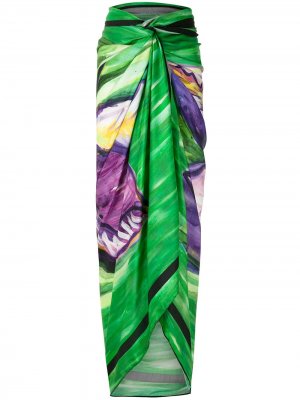Пляжная юбка с принтом Amir Slama. Цвет: зеленый