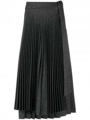 Расклешенная юбка миди со складками P.A.R.O.S.H.. Цвет: серый