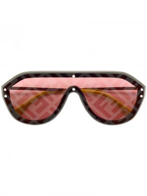 Солнцезащитные очки-авиаторы с логотипом Fendi Eyewear. Цвет: серый