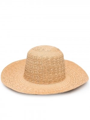 Плетеная шляпа из рафии Saint Laurent. Цвет: нейтральные цвета