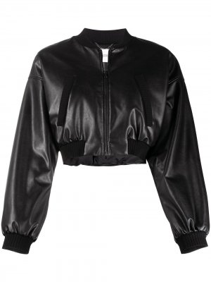 Укороченная куртка из искусственной кожи на молнии Dorothee Schumacher. Цвет: черный