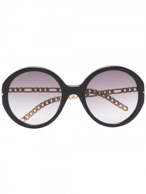 Солнцезащитные очки в массивной оправе с градиентными линзами Gucci Eyewear. Цвет: черный