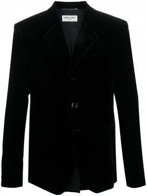 Однобортный пиджак в рубчик Saint Laurent. Цвет: черный