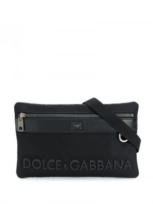 Поясная сумка с тисненым логотипом Dolce & Gabbana. Цвет: черный