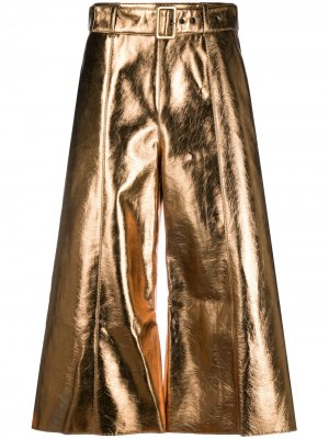 Укороченные брюки широкого кроя MSGM. Цвет: золотистый