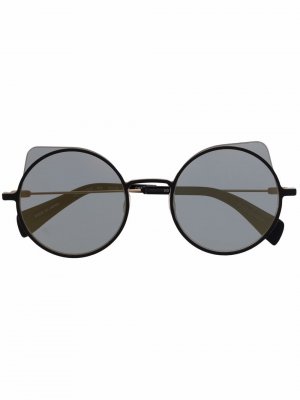 Солнцезащитные очки в круглой оправе Yohji Yamamoto. Цвет: черный