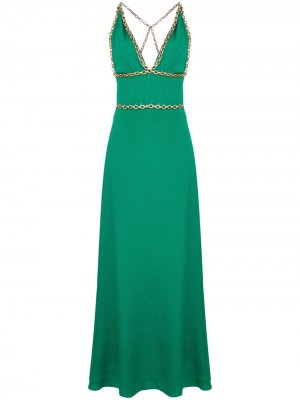 Длинное платье с декором Balenciaga Pre-Owned. Цвет: зеленый