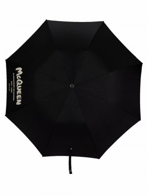 Зонт с логотипом Alexander McQueen. Цвет: черный