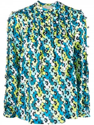 Блузка с цветочным принтом и заклепками Michael Kors. Цвет: синий